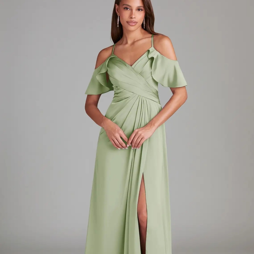 Azazie Dakota Stretch Satin in Dusty Sage